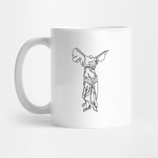 Minimal line illustration of the Winged Victory of Samothrace Mug